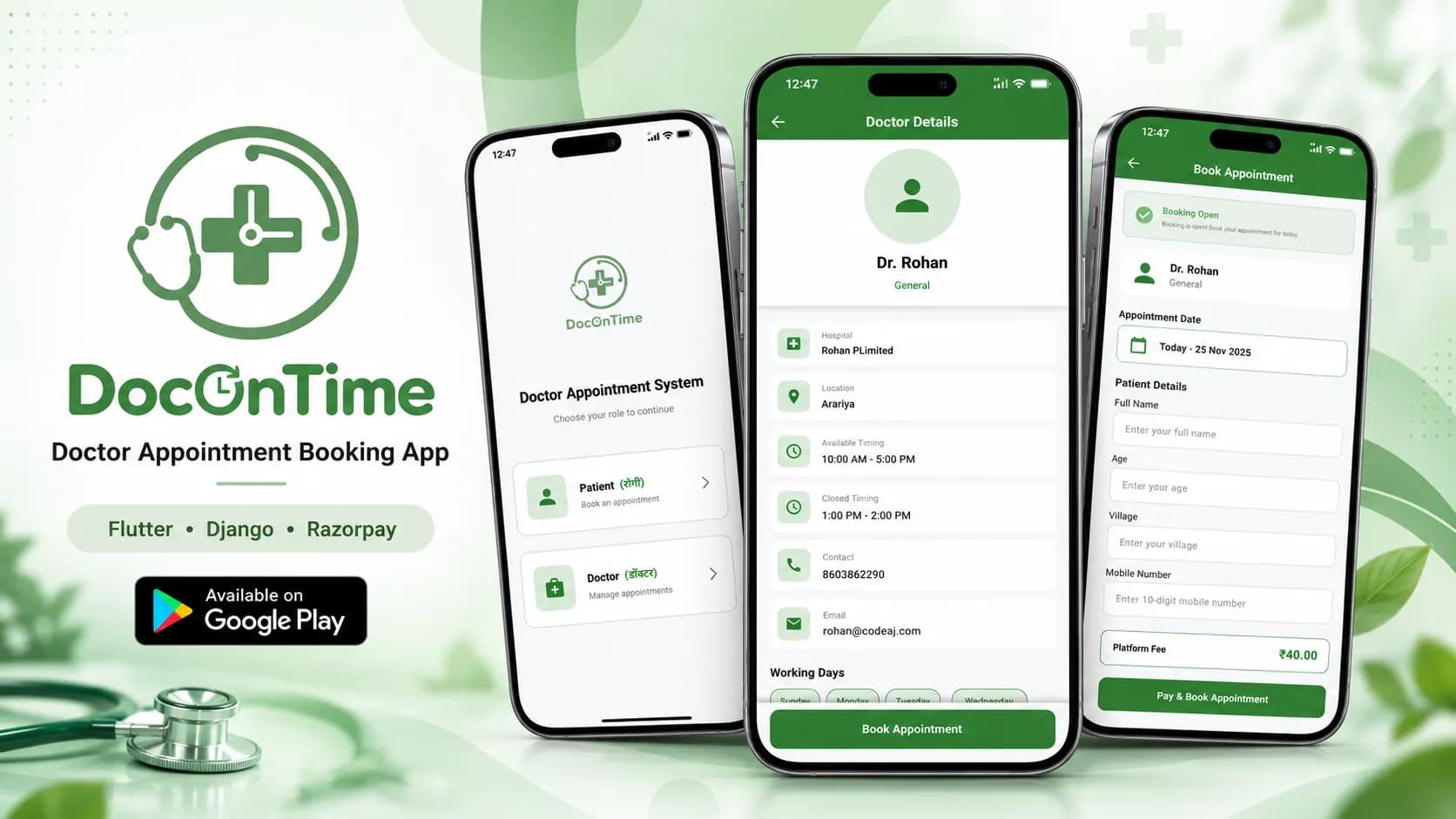 DocOnTime - Doctor Appointment Booking App with Online Payments