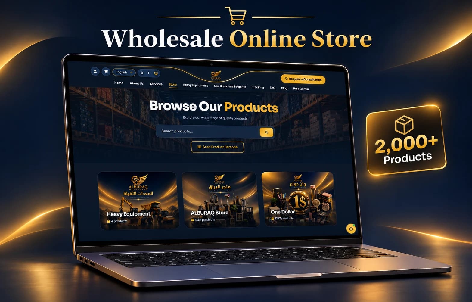 Wholesale store with 2,000+ products across six categories